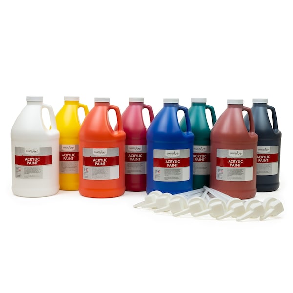 Acrylic Paint, Half Gallon, Primary Set, 8 Colors
